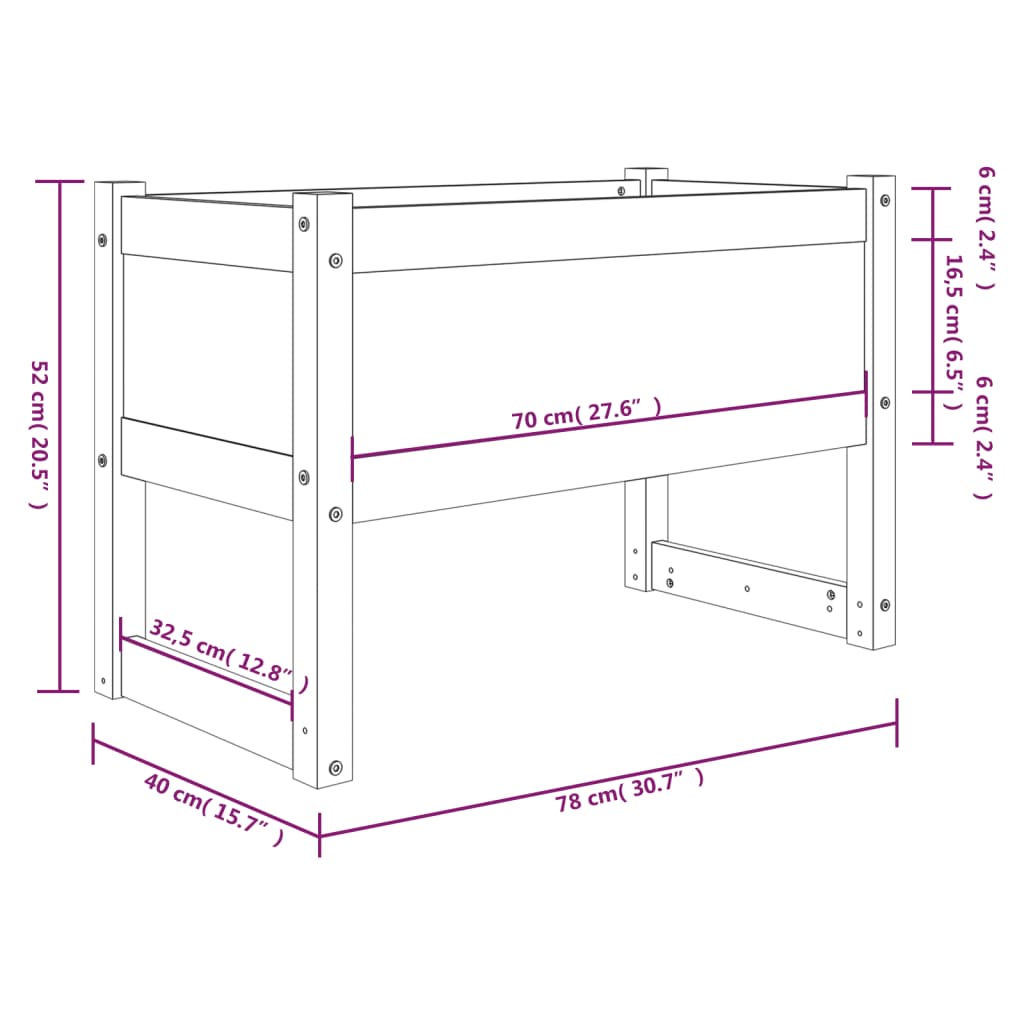 vidaXL Vaso/floreira 78x40x52 cm madeira de pinho maciça