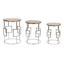 Home ESPRIT|Mesa de apoio Home ESPRIT Preto Natural Cristal Abeto 46 x 46 x 55,5 cm