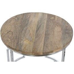 Home ESPRIT|Jogo de 3 mesas Home ESPRIT Castanho Prateado Natural Aço Madeira de mangueira 49,5 x 49,5 x 62 cm