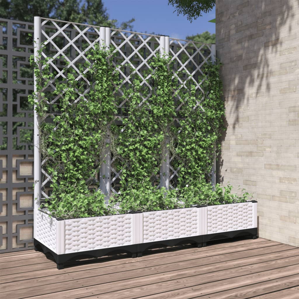 vidaXL Vaso/floreira jardim c/ treliça 120x40x121,5 cm PP branco