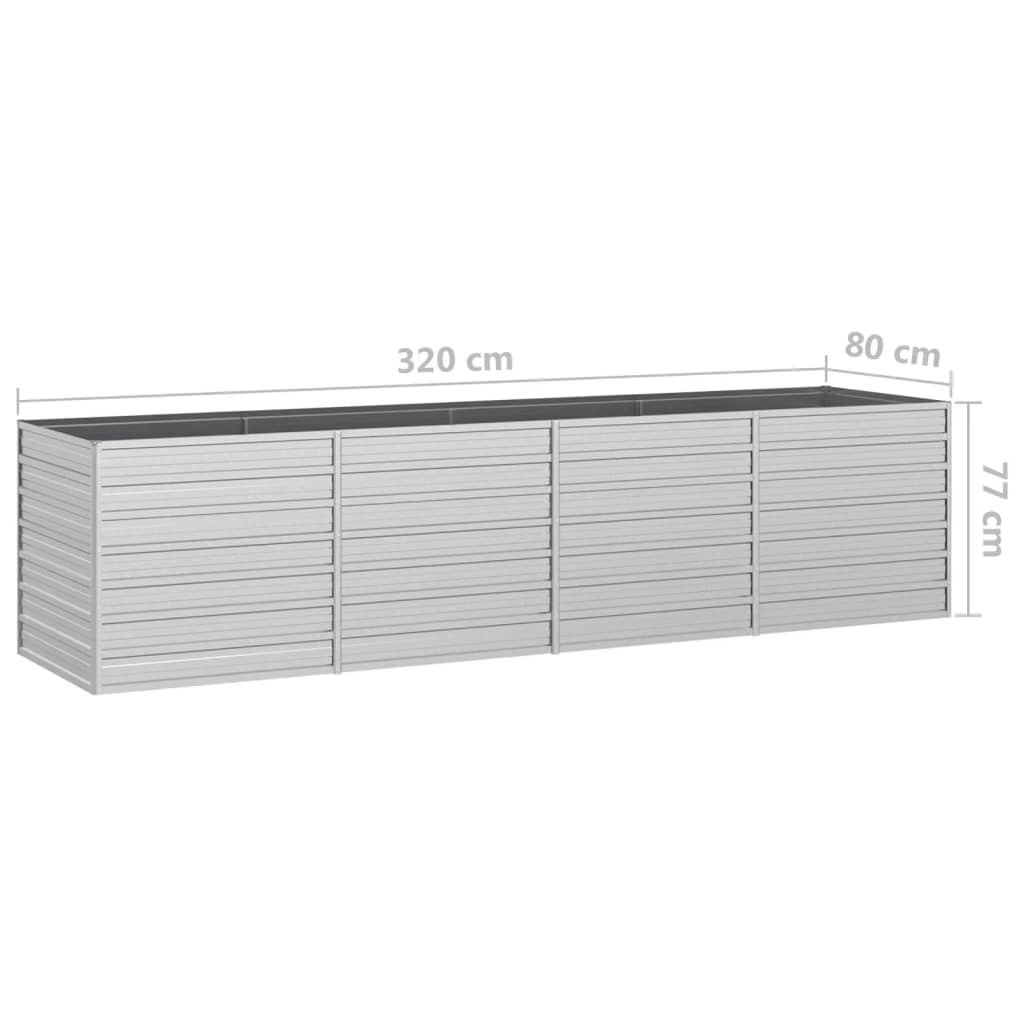 vidaXL Canteiro elevado de jardim 320x80x77cm aço galvanizado prateado