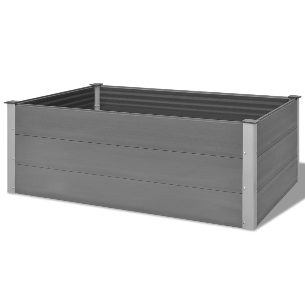 vidaXL Canteiro elevado para jardim WPC 150x100x54 cm cinzento