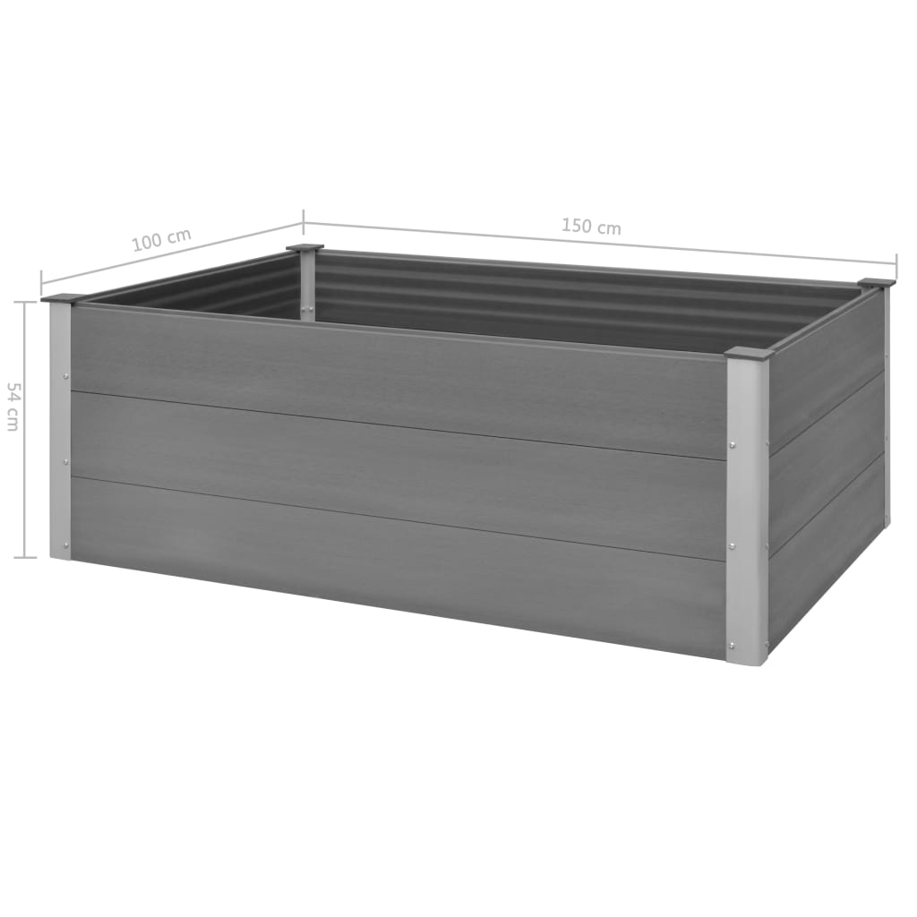 vidaXL Canteiro elevado para jardim WPC 150x100x54 cm cinzento