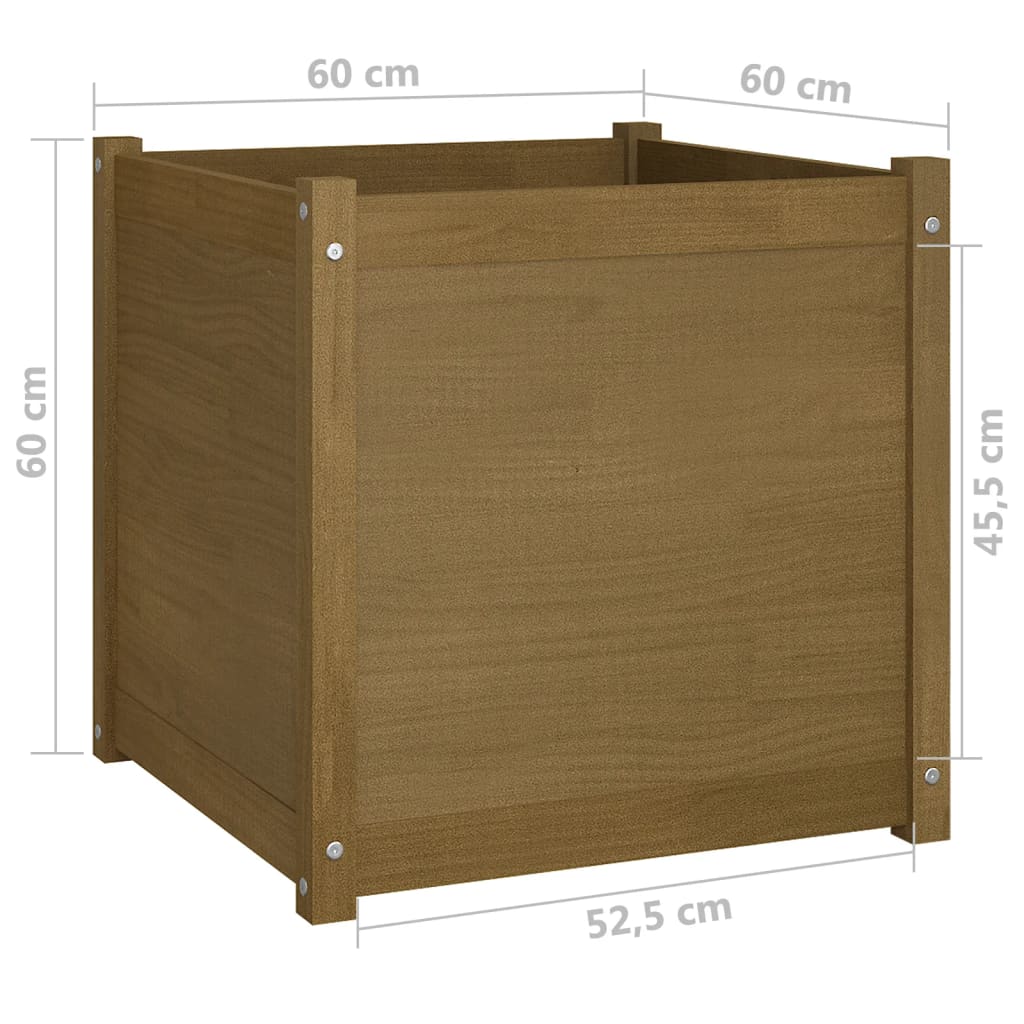 vidaXL Vaso/floreira jardim 2 pcs 60x60x60cm pinho maciço castanho mel