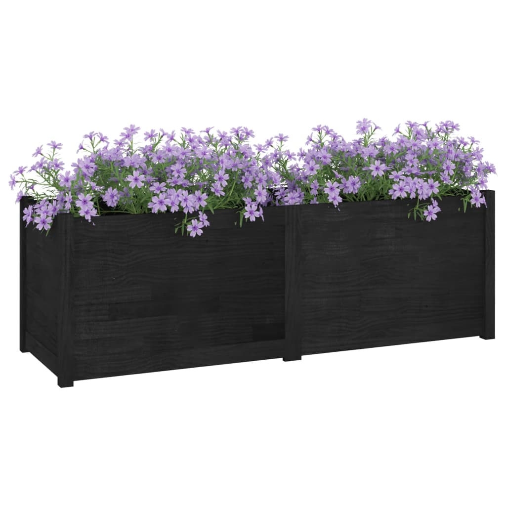 vidaXL Vaso/floreira de jardim 150x50x50 cm pinho maciço preto