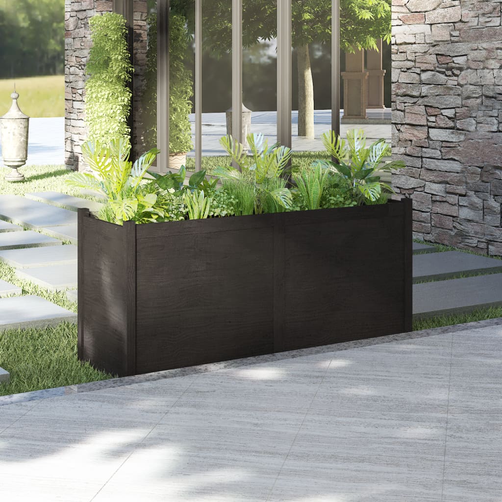 vidaXL Vaso/floreira de jardim 150x50x70 cm pinho maciço preto