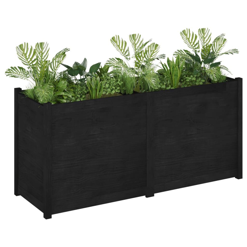 vidaXL Vaso/floreira de jardim 150x50x70 cm pinho maciço preto