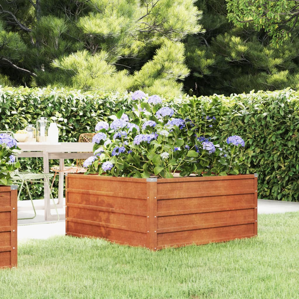 vidaXL Canteiro de jardim 100x100x45 cm aço corten cor enferrujado