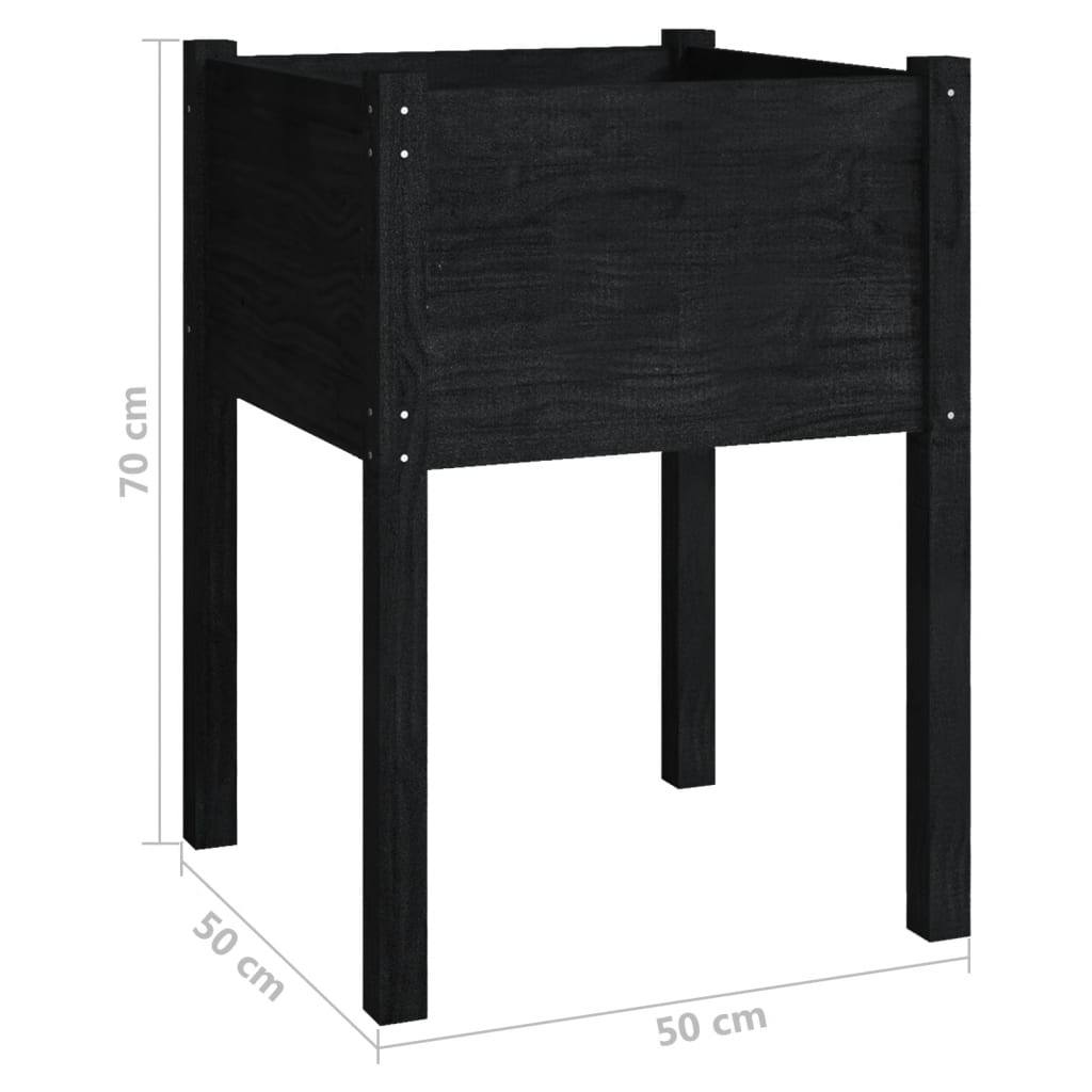 vidaXL Vaso/floreira de jardim 2 pcs 50x50x70 cm pinho maciço preto