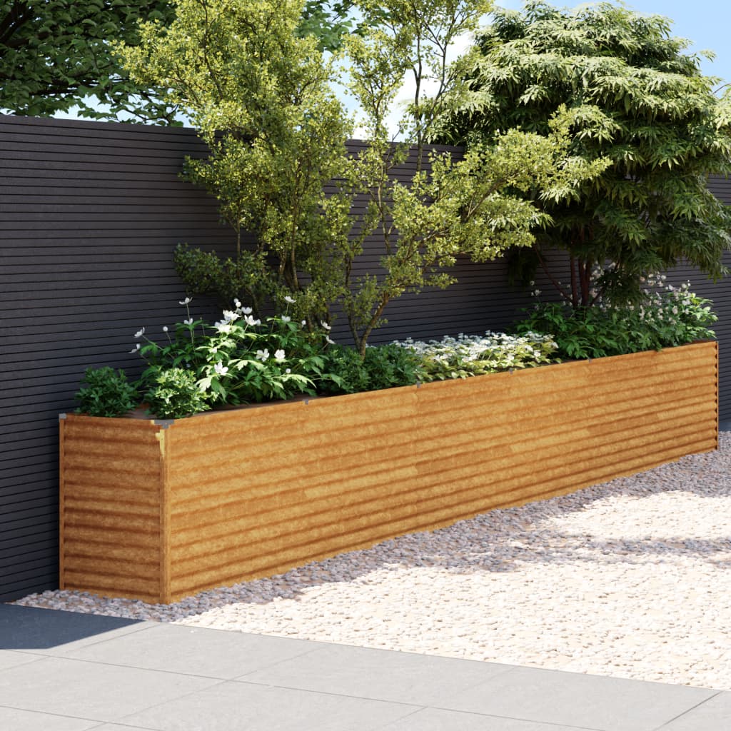 vidaXL Canteiro elevado de jardim 578x50x69 cm aço corten