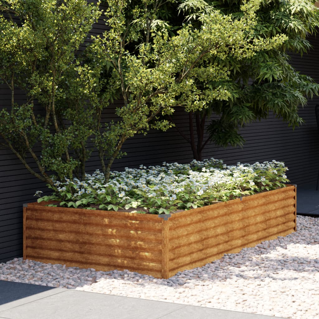 vidaXL Canteiro elevado de jardim 195x100x36 cm aço corten