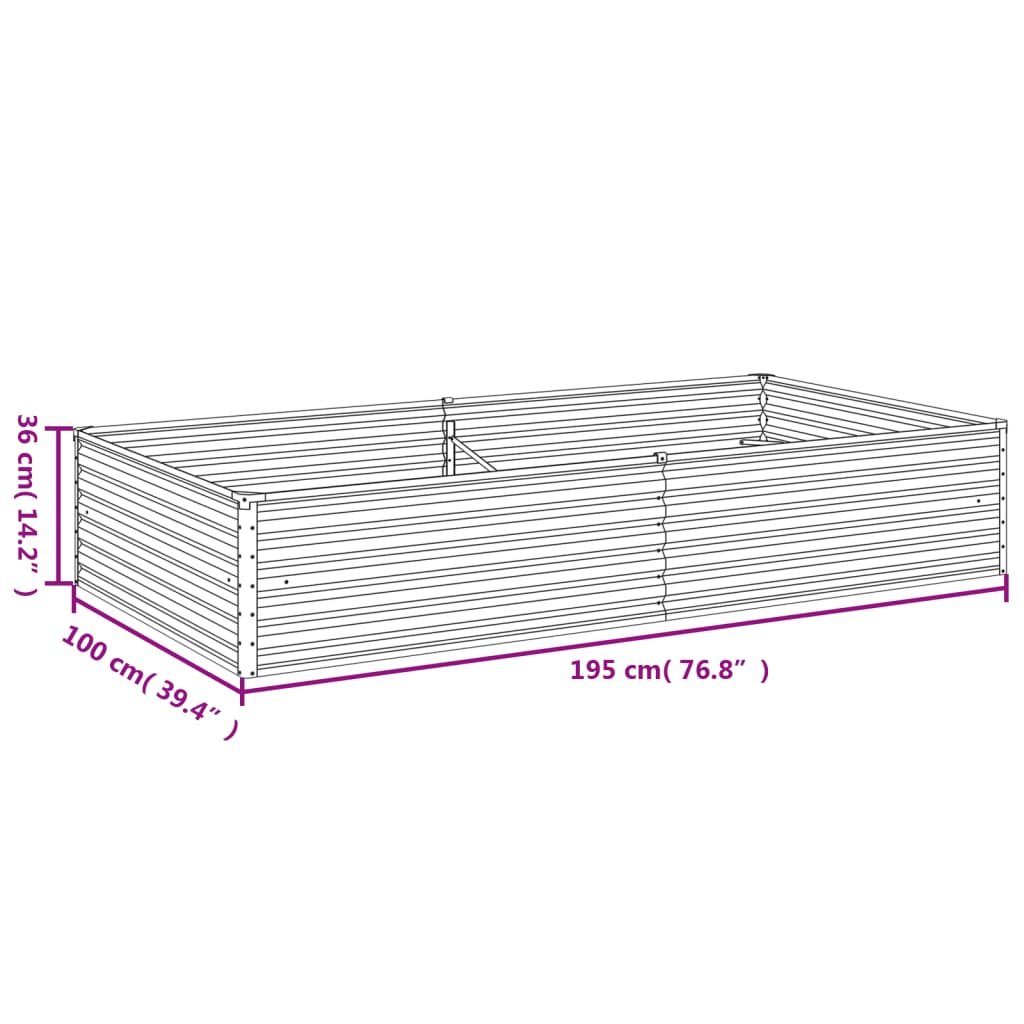 vidaXL Canteiro elevado de jardim 195x100x36 cm aço corten