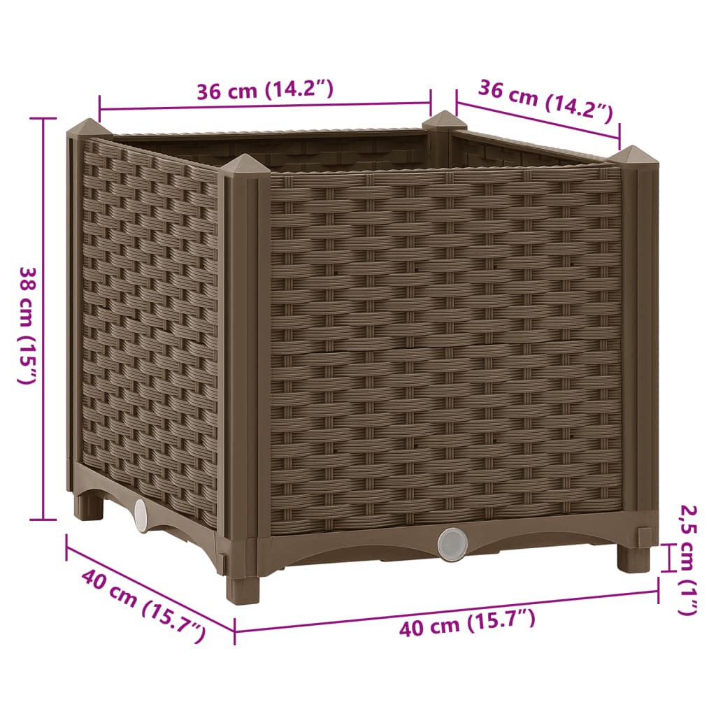 vidaXL Canteiro elevado 40x40x38 cm polipropileno