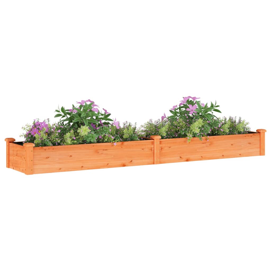 vidaXL Canteiro elevado c/ forro 240x45x25 cm abeto maciço castanho