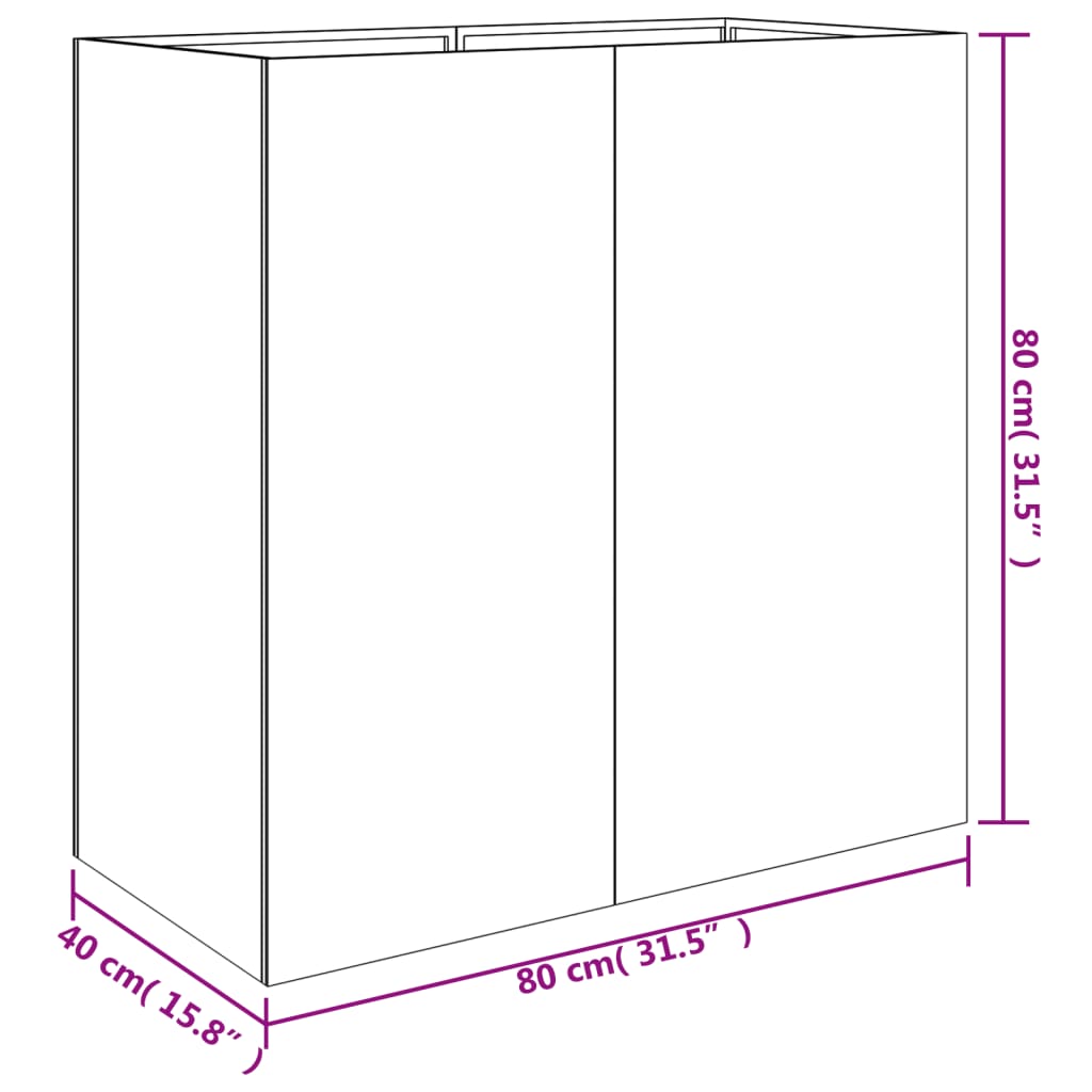 vidaXL Vaso/floreira 40x80x80 cm aço corten