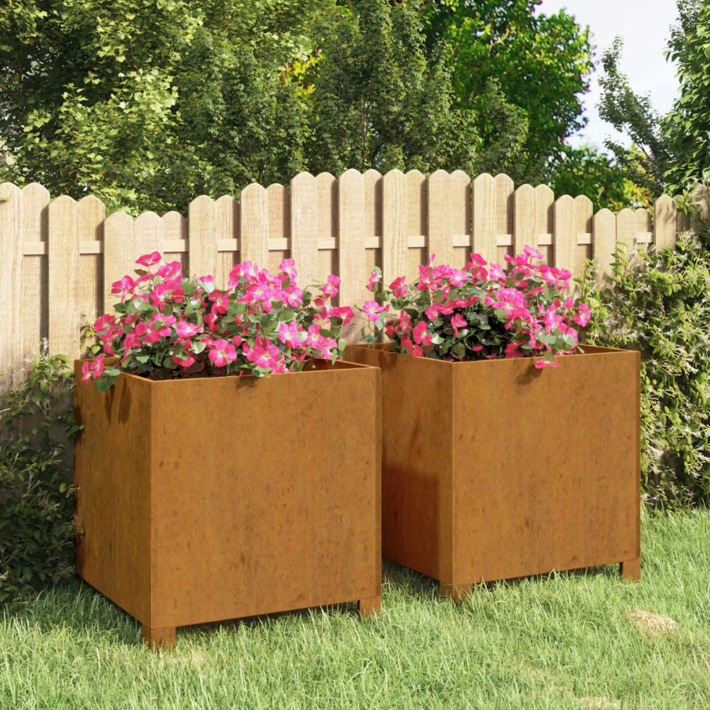 vidaXL Vasos/floreira c/ pernas 2pcs 42x40x43cm aço corten enferrujado