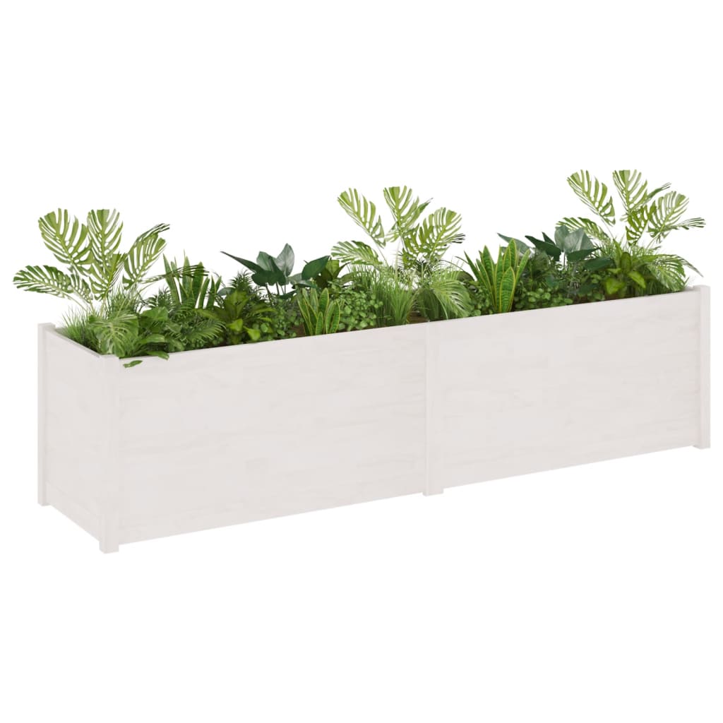 vidaXL Vaso de jardim 200x50x50 cm madeira de pinho maciça branco