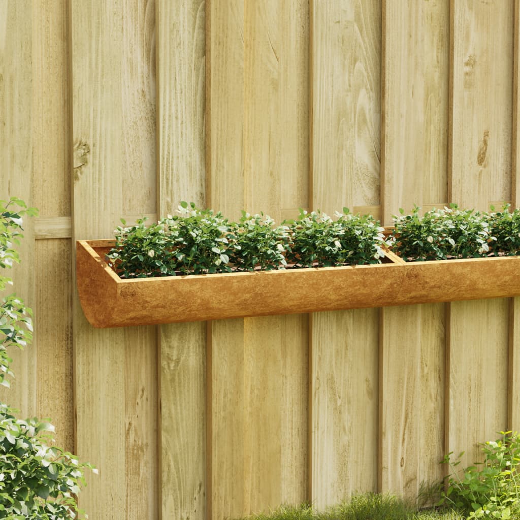 vidaXL Vaso/floreira de parede para jardim 50x16x10 cm aço corten