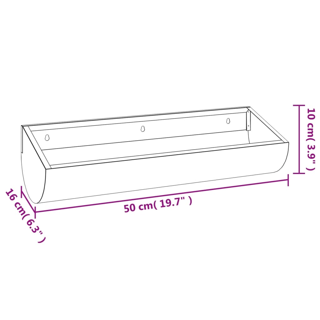 vidaXL Vaso/floreira de parede para jardim 50x16x10 cm aço corten