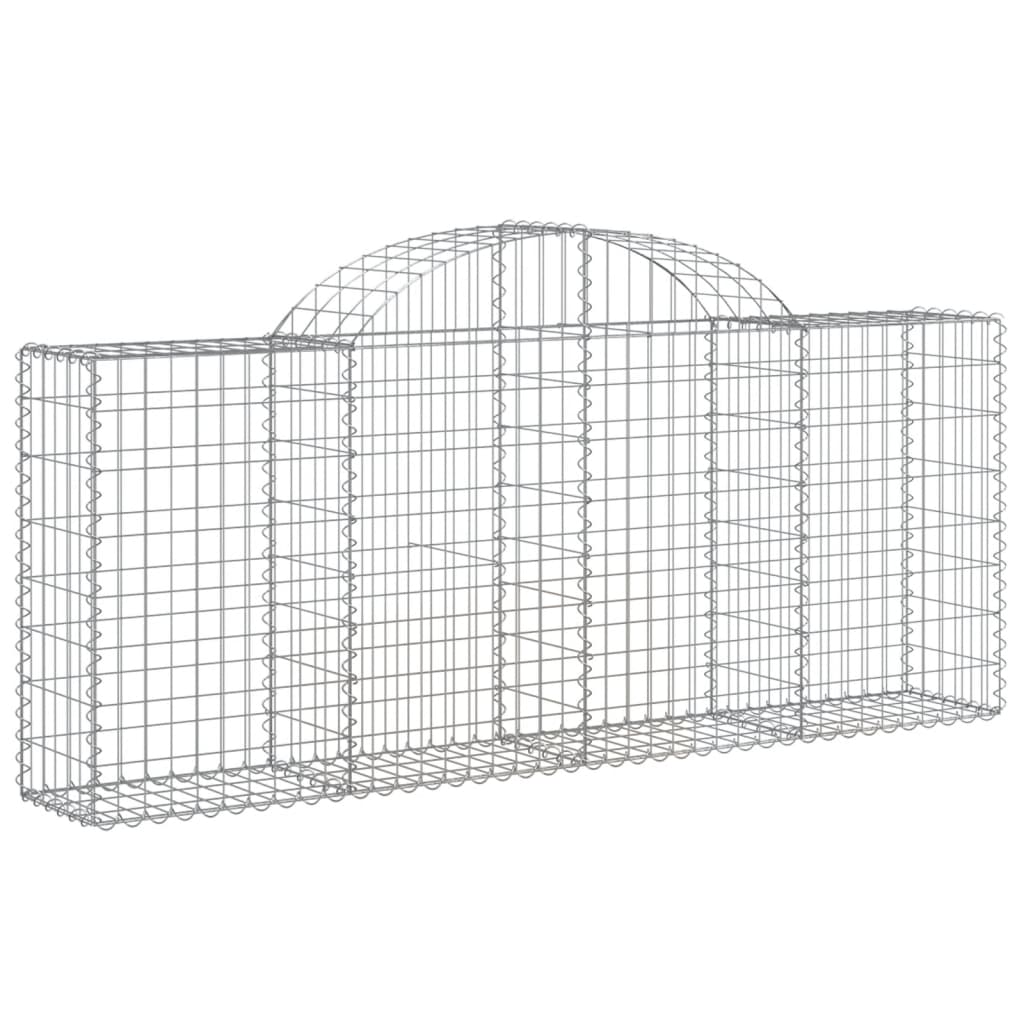 vidaXL Cestos gabião arqueados 2 pcs 200x30x80/100cm ferro galvanizado