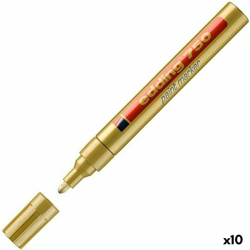 Edding|Rotulador permanente Edding 750 Dourado 10 Unidades 2-4 mm (10 Unidades) Edding|Rotulador permanente Edding 750 Dourado 10 Unidades 2-4 mm (10 Unidades)