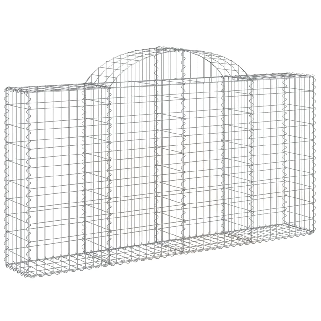 vidaXL Cestos gabião arqueados 3pcs 200x30x100/120cm ferro galvanizado