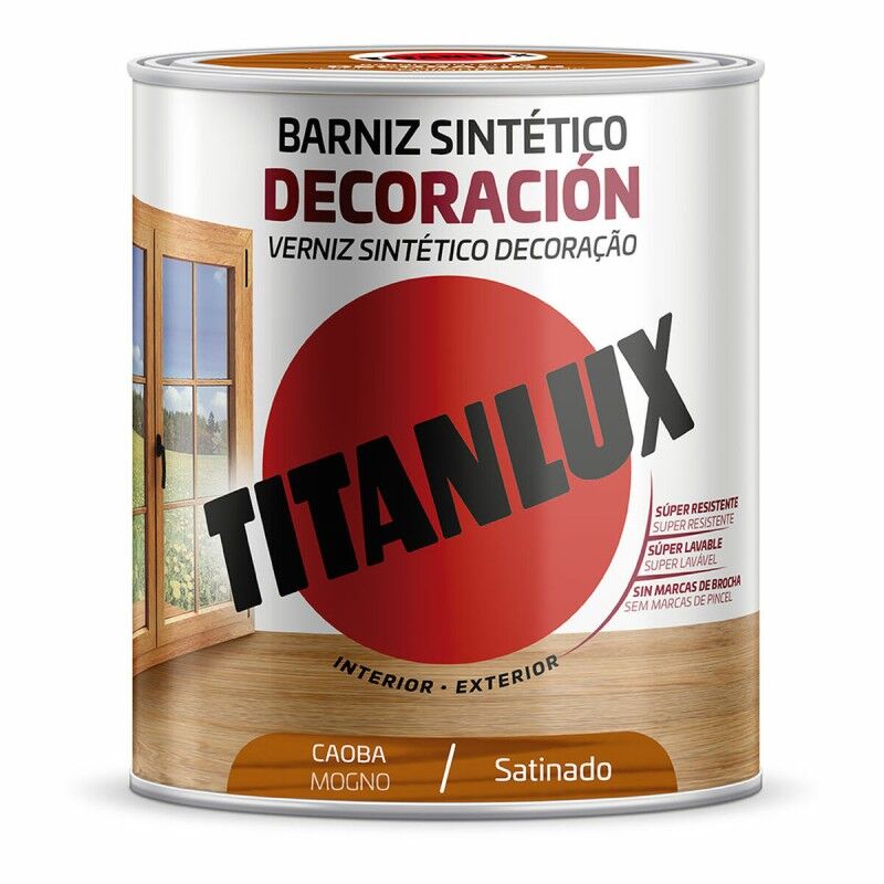 Titanlux|Verniz Sintético Titanlux m11100434 Decoração Acetinado Mogno 750 ml Titanlux|Verniz Sintético Titanlux m11100434 Decoração Acetinado Mogno 750 ml