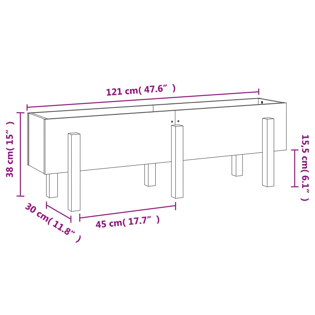 vidaXL Canteiro elevado jardim 121x30x38 cm pinho maciço castanho-mel