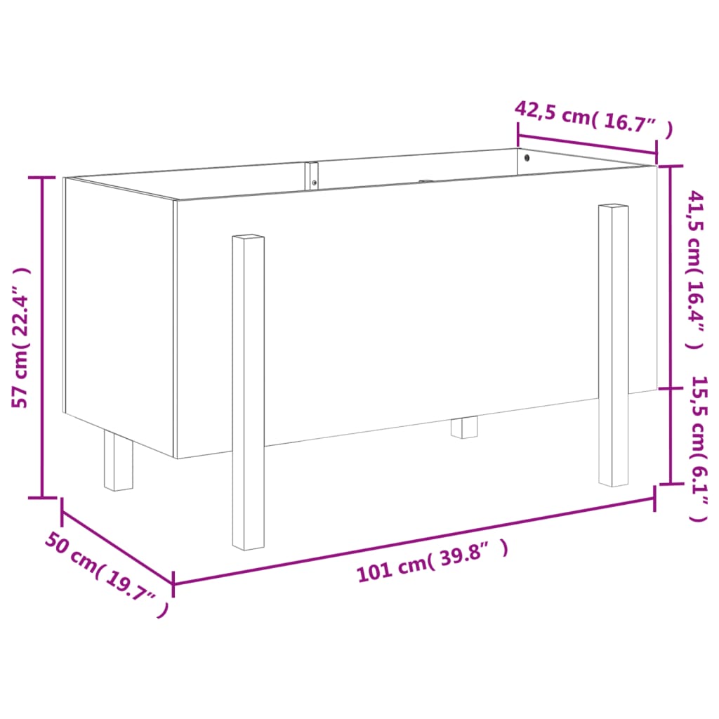 vidaXL Canteiro elevado jardim 101x50x57 cm pinho maciço castanho-mel