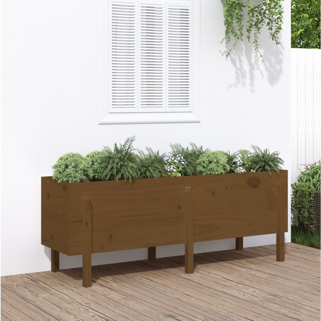 vidaXL Canteiro elevado jardim 160x50x57 cm pinho maciço castanho-mel