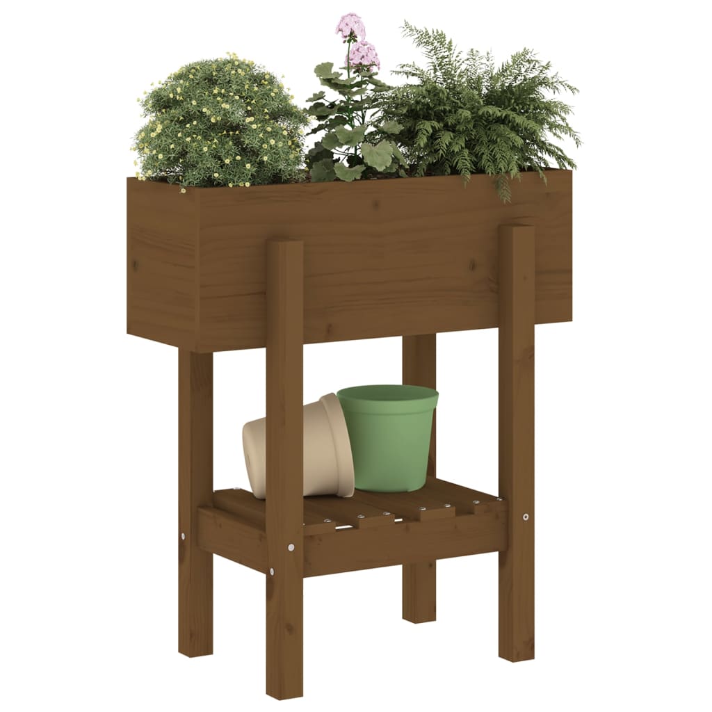 vidaXL Vaso/floreira de jardim 62x30x69 cm pinho maciço castanho-mel