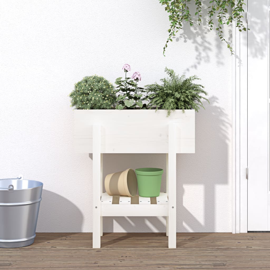 vidaXL Vaso/floreira de jardim 62x30x69 cm pinho maciço branco