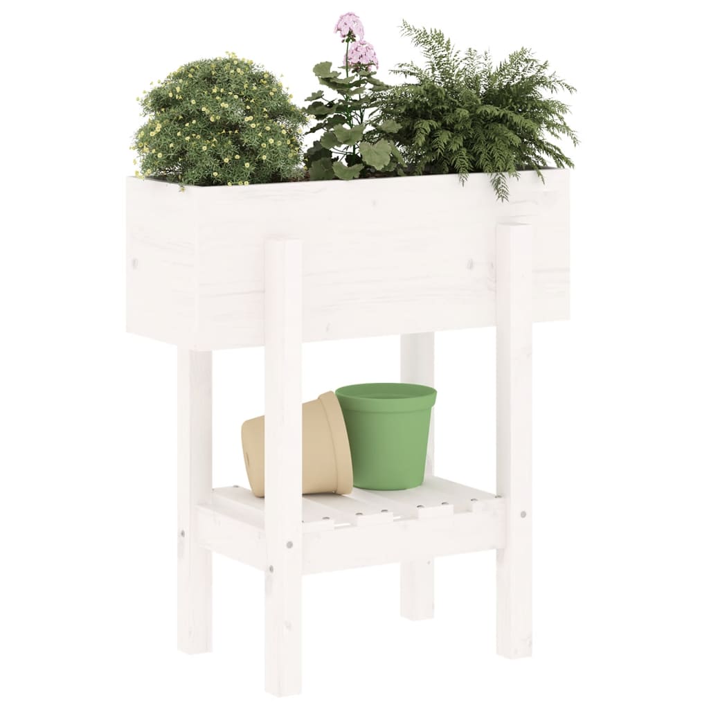 vidaXL Vaso/floreira de jardim 62x30x69 cm pinho maciço branco