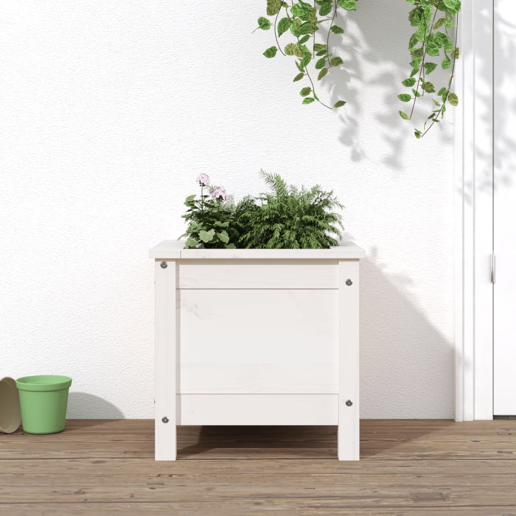 vidaXL Vaso/floreira de jardim 40x40x39 cm pinho maciço branco