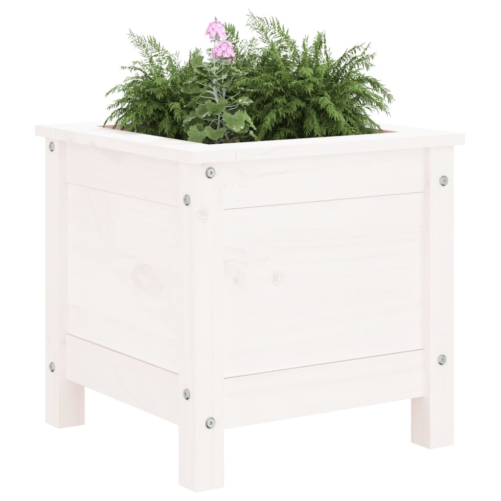 vidaXL Vaso/floreira de jardim 40x40x39 cm pinho maciço branco