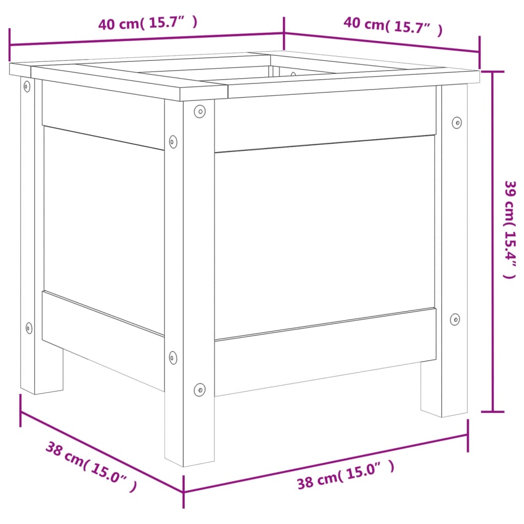 vidaXL Vaso/floreira de jardim 40x40x39 cm pinho maciço branco