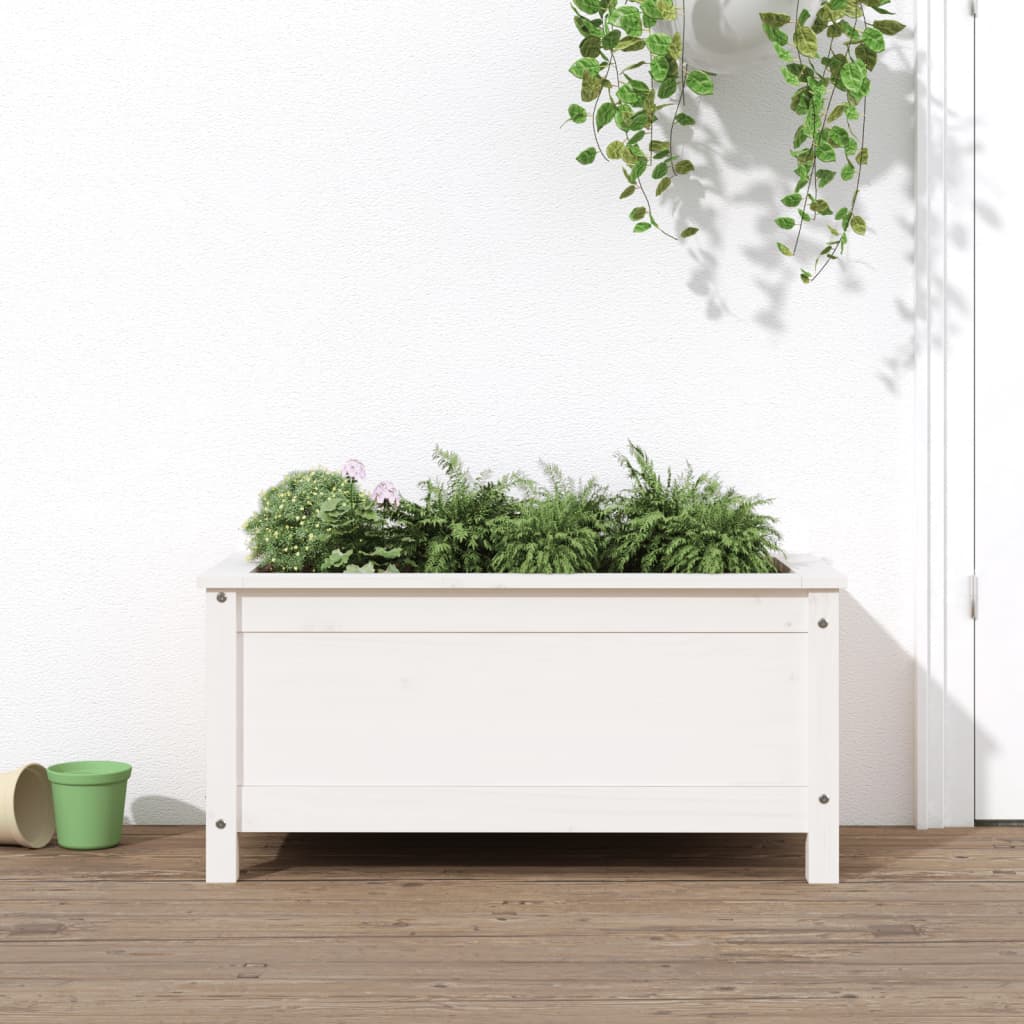 vidaXL Vaso/floreira de jardim 82,5x40x39 cm pinho maciço branco