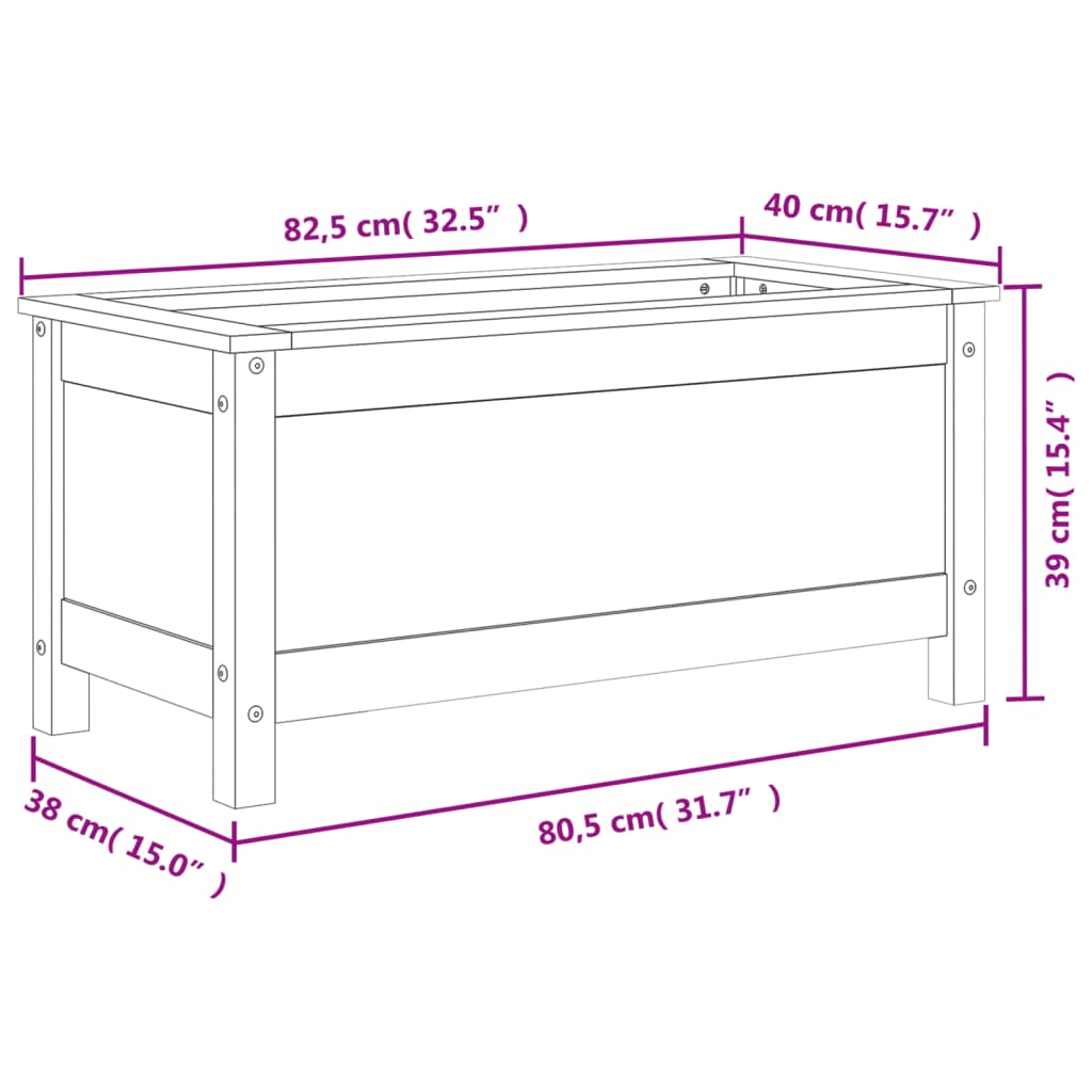 vidaXL Vaso/floreira de jardim 82,5x40x39 cm pinho maciço branco