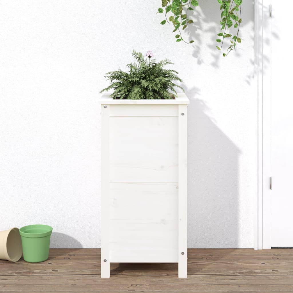 vidaXL Vaso/floreira de jardim 40x40x78 cm pinho maciço branco