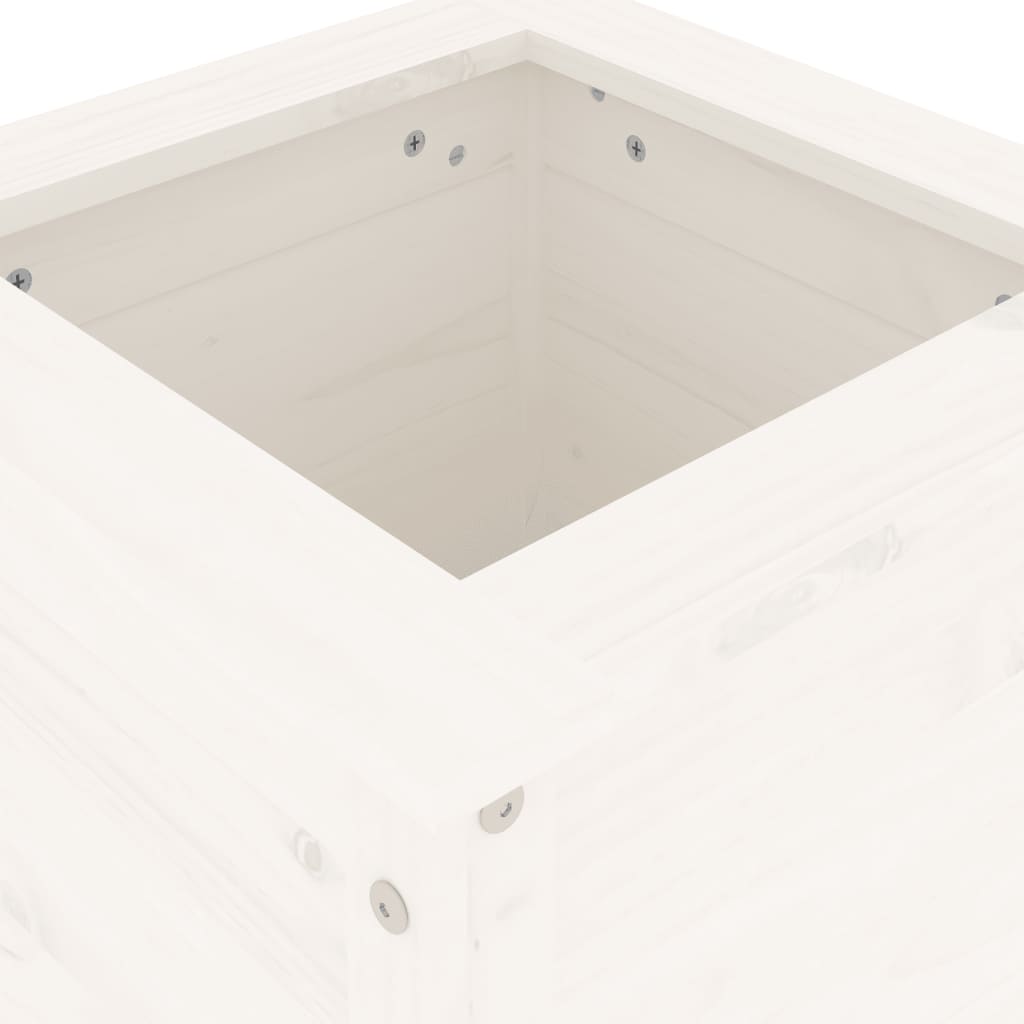 vidaXL Vaso/floreira de jardim 40x40x78 cm pinho maciço branco