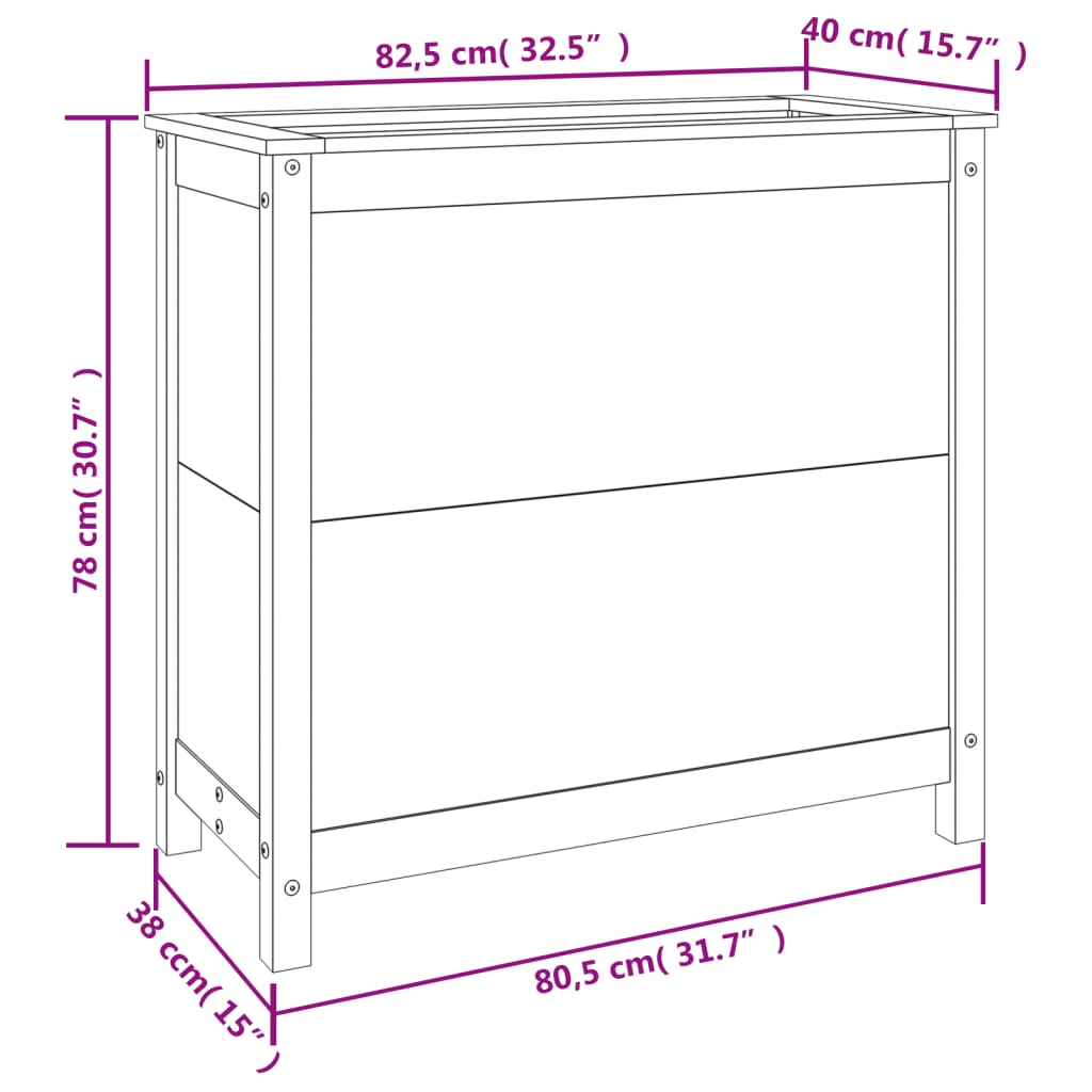 vidaXL Vaso/floreira de jardim 82,5x40x78 cm pinho maciço branco