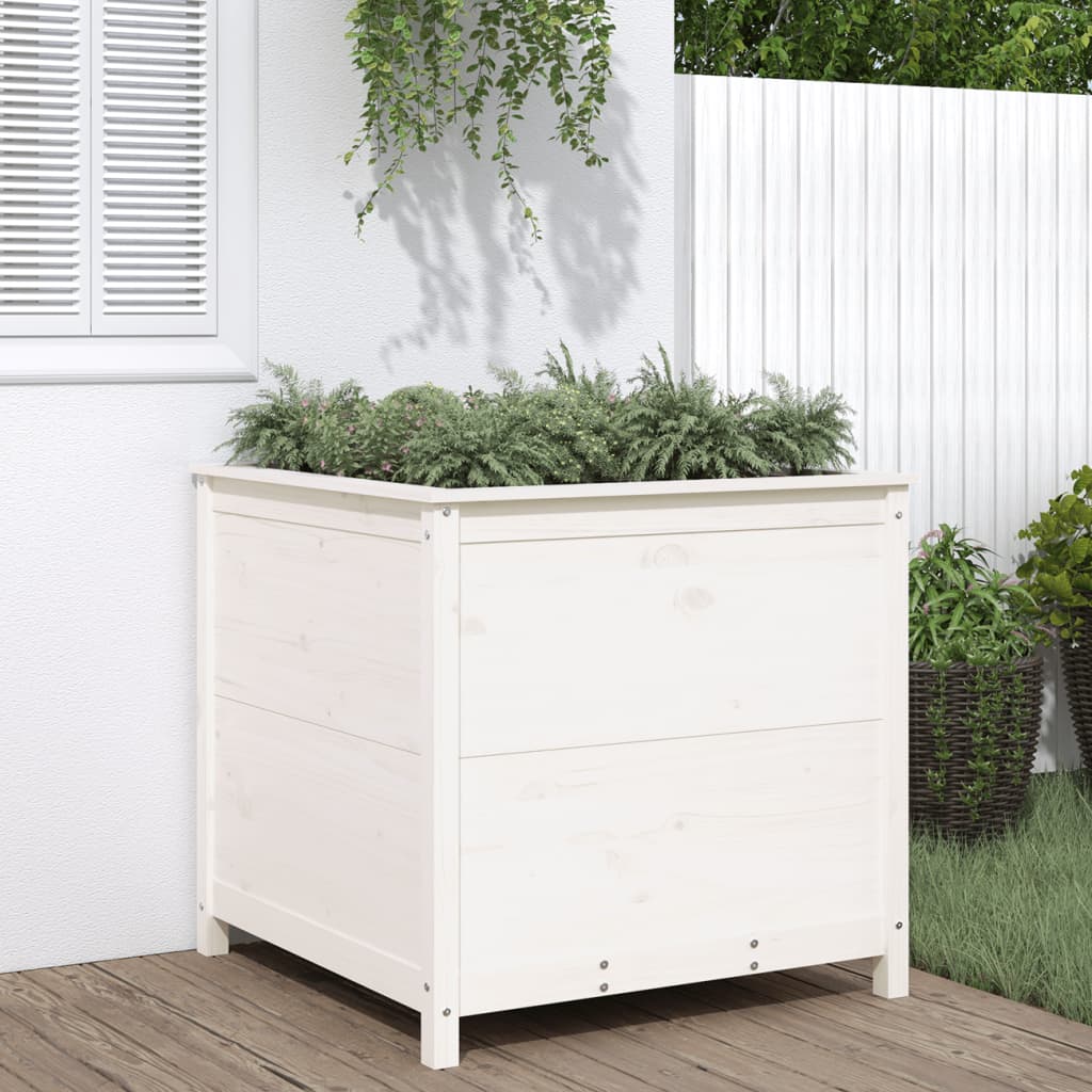 vidaXL Vaso/floreira de jardim 82,5x82,5x78 cm pinho maciço branco