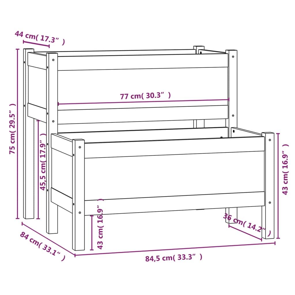 vidaXL Vaso/floreira 84,5x84x75 cm madeira de pinho maciça branco