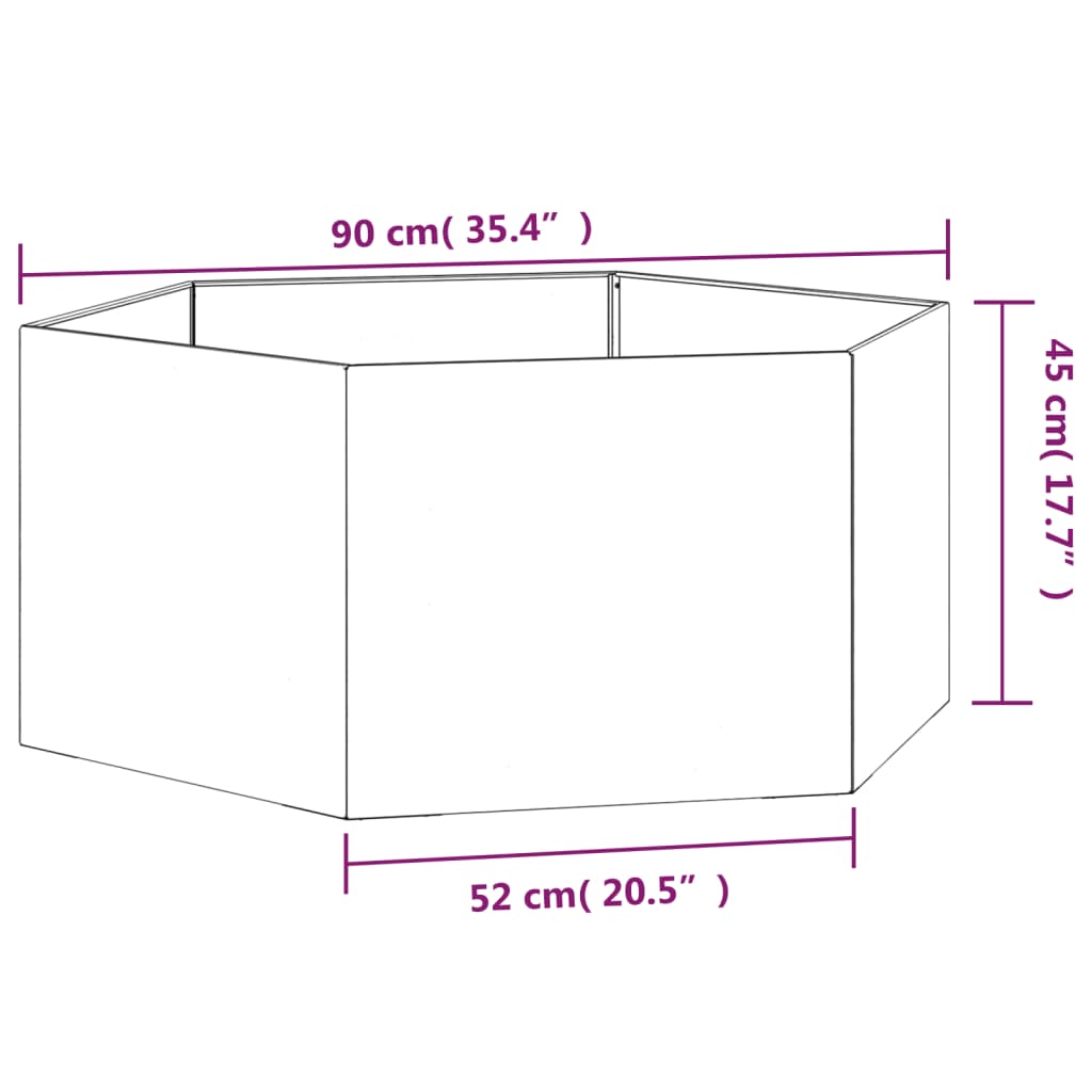 vidaXL Vaso/floreira 90x90x45 cm aço corten cor enferrujado