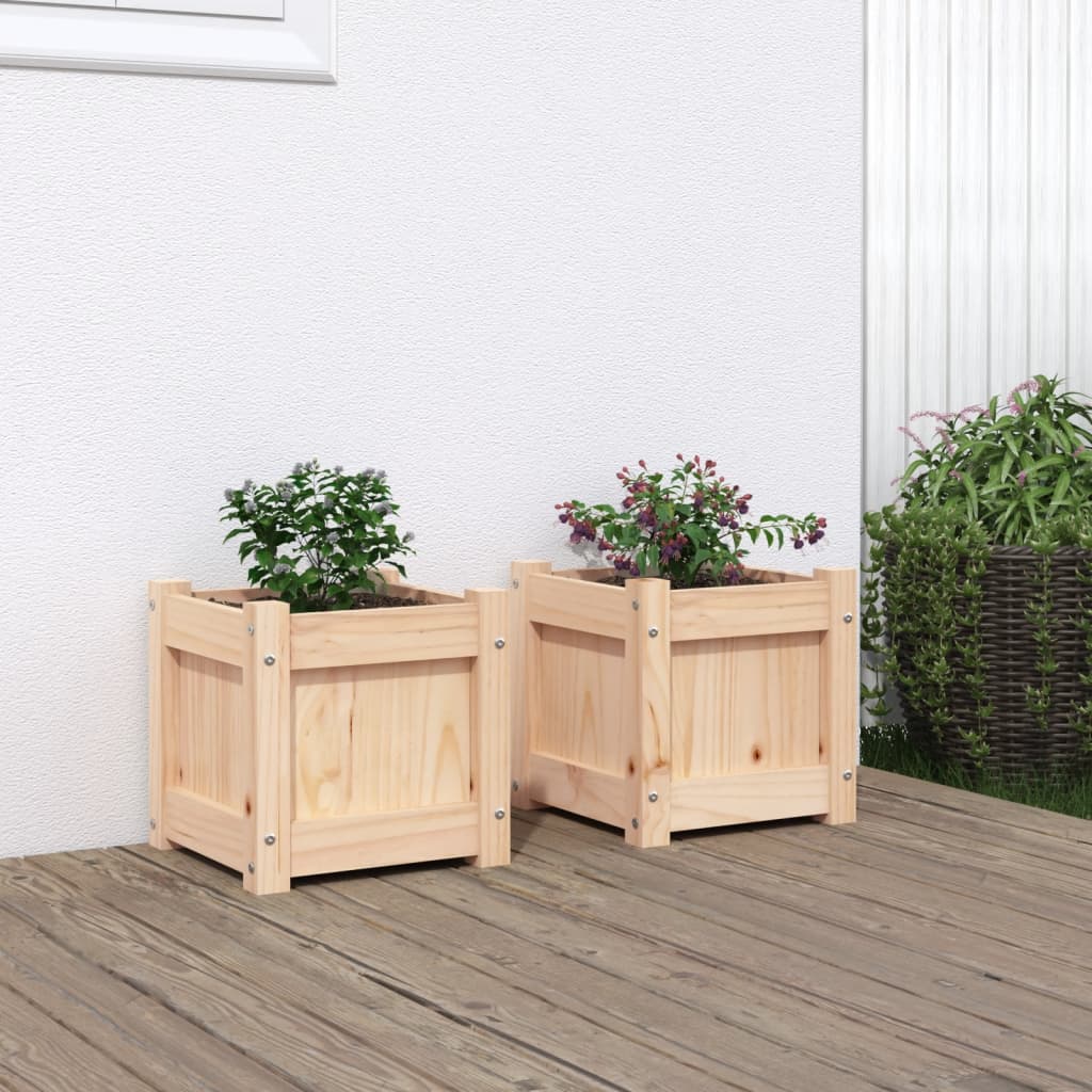 vidaXL Vasos/floreiras de jardim 2 pcs madeira de pinho maciça