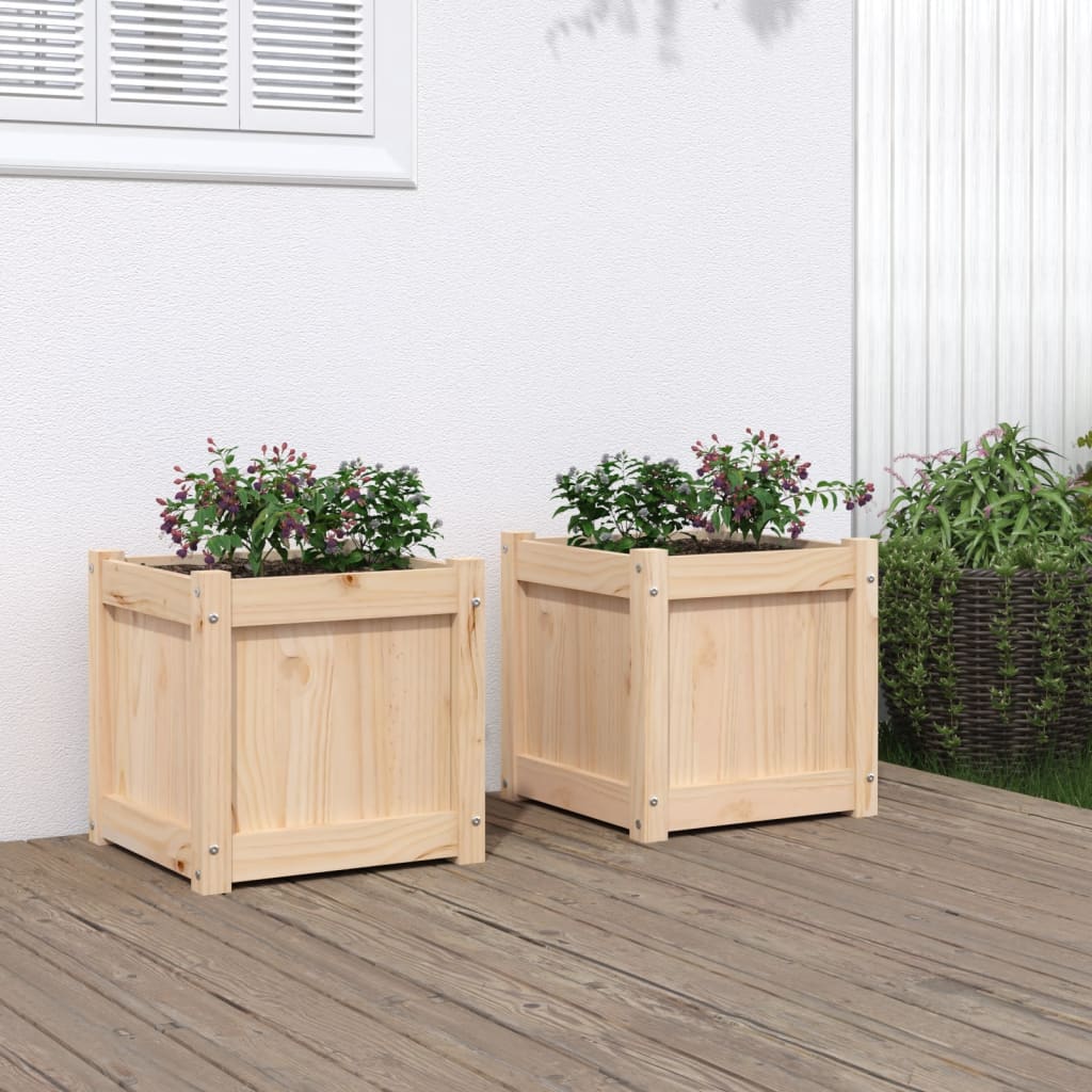 vidaXL Vasos/floreiras de jardim 2 pcs madeira de pinho maciça