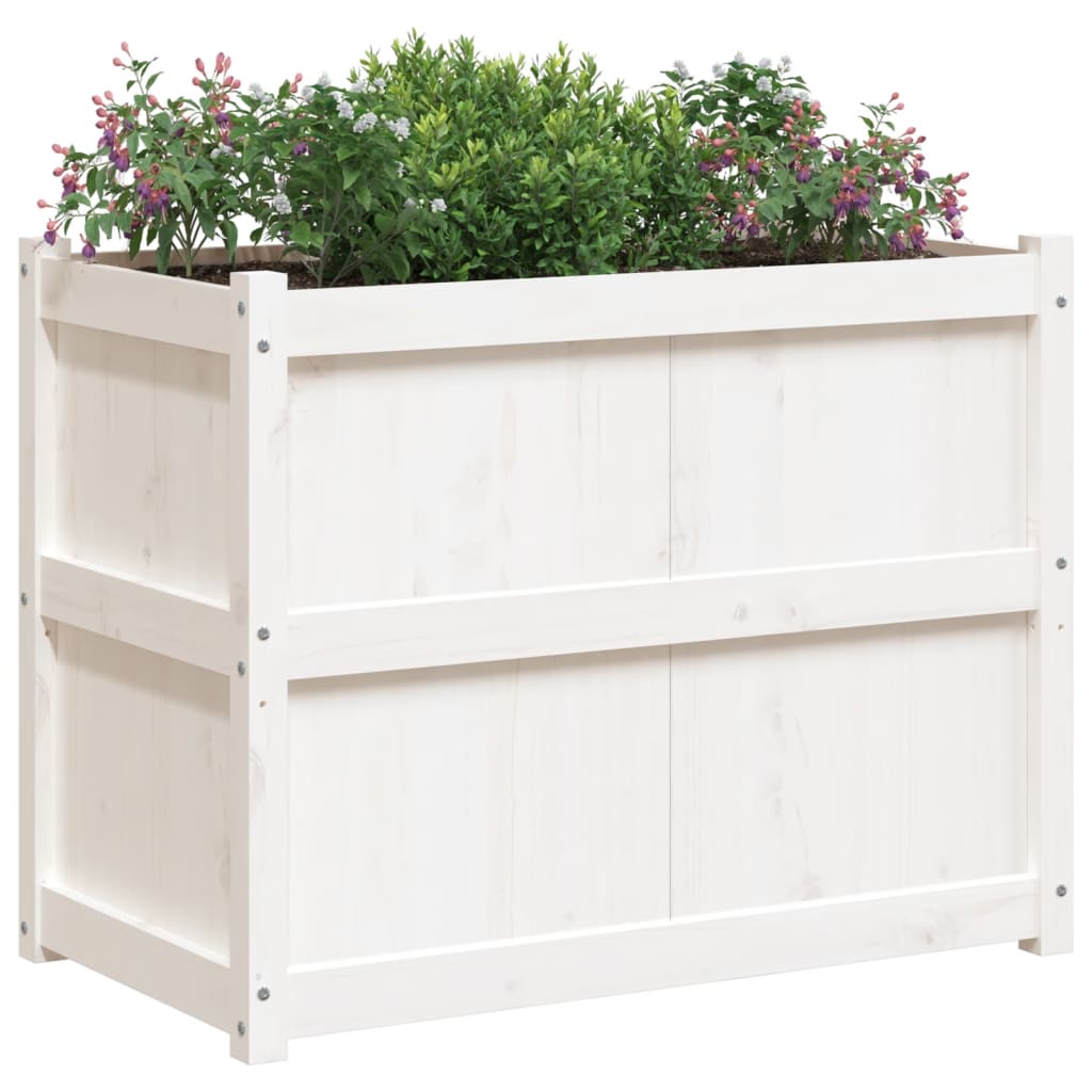 vidaXL Vaso/floreira de jardim 90x50x70 cm madeira pinho maciça branco