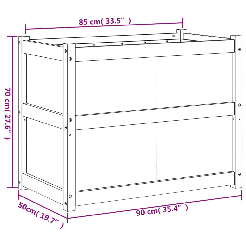 vidaXL Vaso/floreira de jardim 90x50x70 cm madeira pinho maciça branco