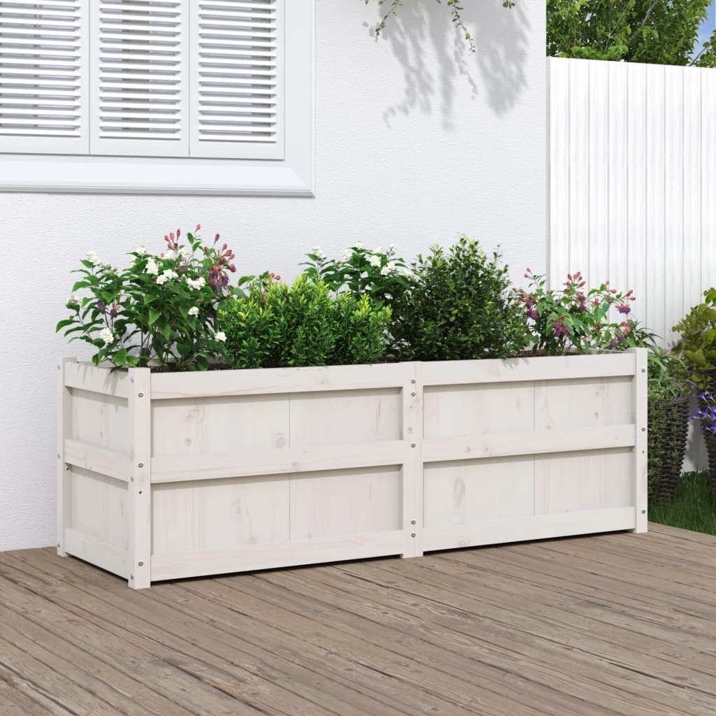 vidaXL Vaso/floreira de jardim 150x50x50cm madeira pinho maciça branco