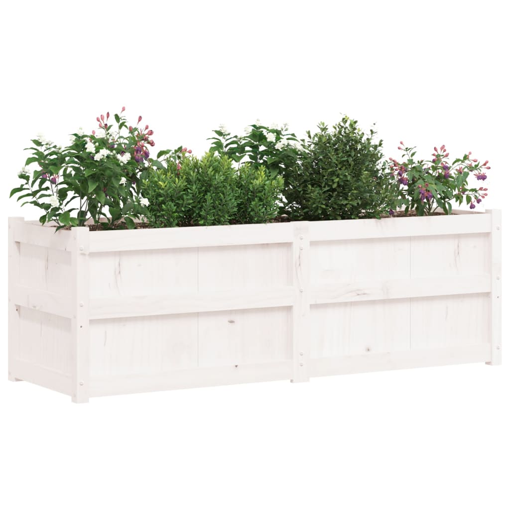 vidaXL Vaso/floreira de jardim 150x50x50cm madeira pinho maciça branco